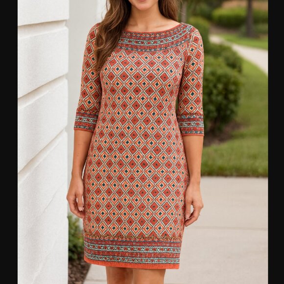 Max Studio Pink Scandinavian Print Dress - Picture 1 of 5